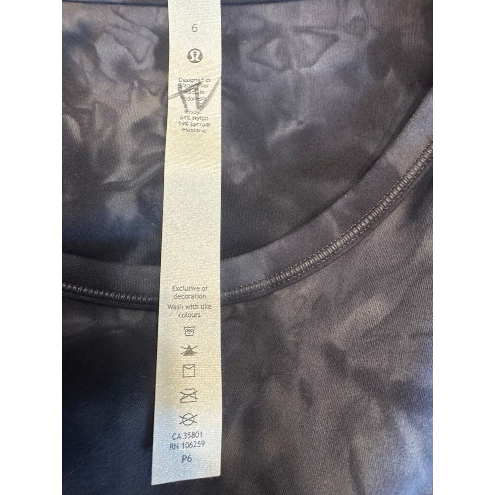 Lululemon All It Takes Tee Nulu Tie Dye Black Gray Size 6 NWT Cropped Yoga Top - Picture 5 of 6